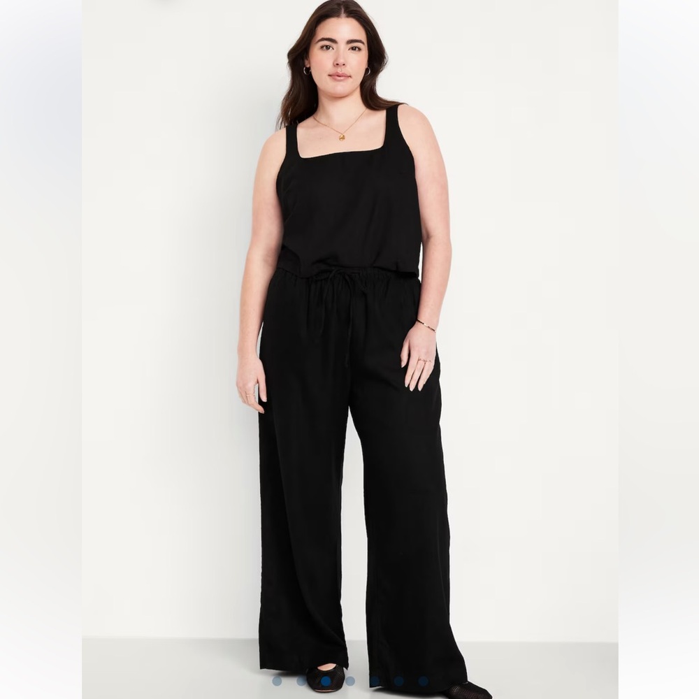 High-Waisted Linen-Blend Super Wide-Leg Pants